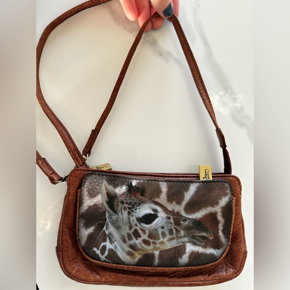 ICON Genuine Leather Shoulder Bag – Giraffe Print Front Panel